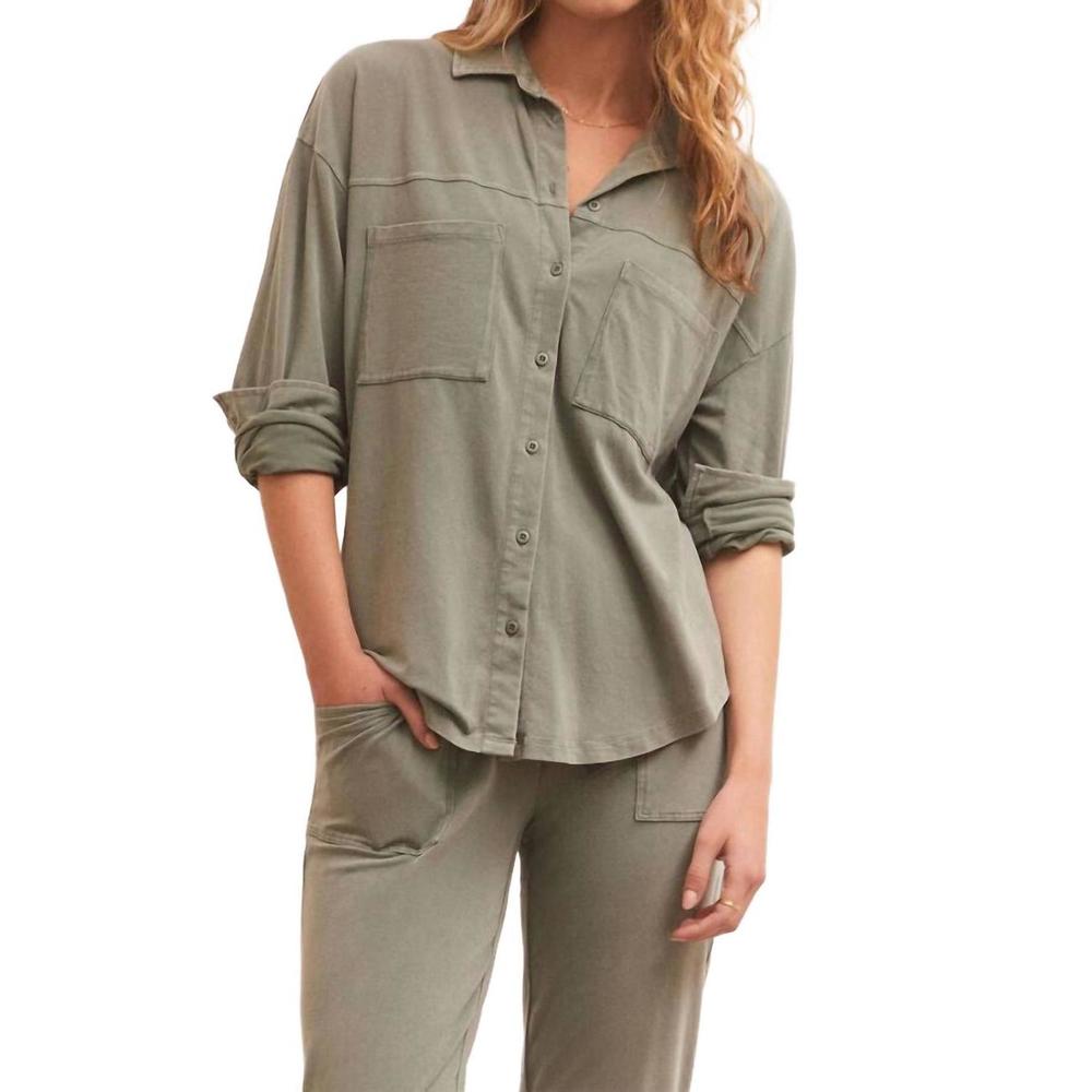 Z Supply Olive Green Button-Up Blouse